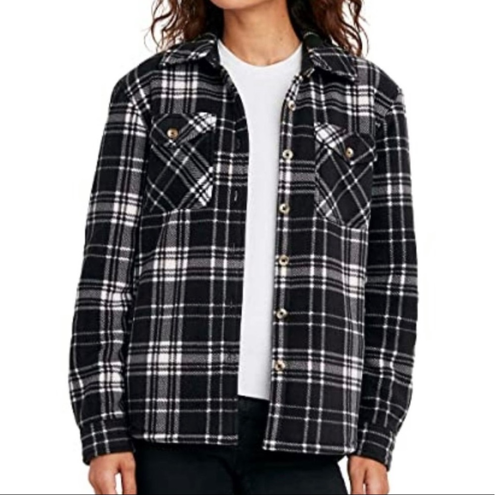 SAGE COLLECTIVE Plaid Sherpa Lined Fleece Jacket